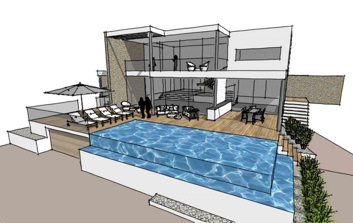 Construction villa contemporaine 600m2 Montferrier-sur-Lez La Devèze architecte Montpellier LEWISA home — vue 3