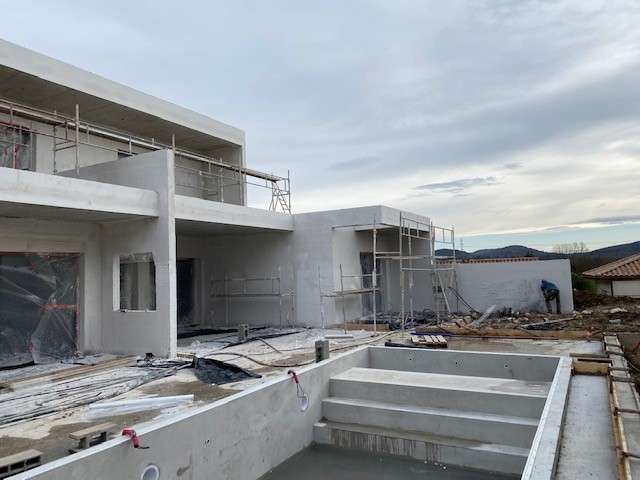 Projet construction villa Saint-Gély-du-Fesc vue aérienne