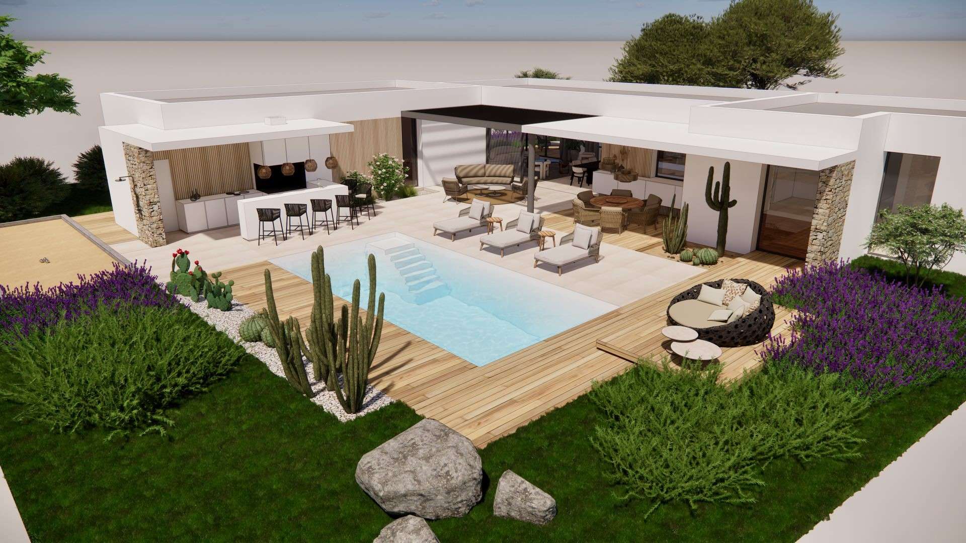 Plan masse implantation villa près du port de Marseillan